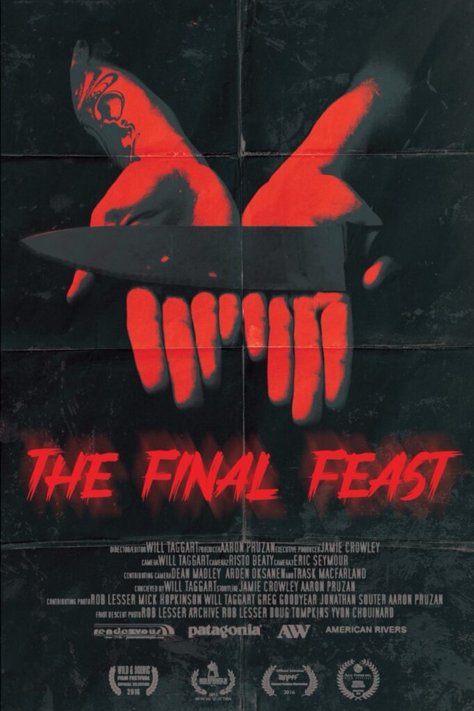 Movie poster for "The Final Feast." A person with their palms out holds a knife.