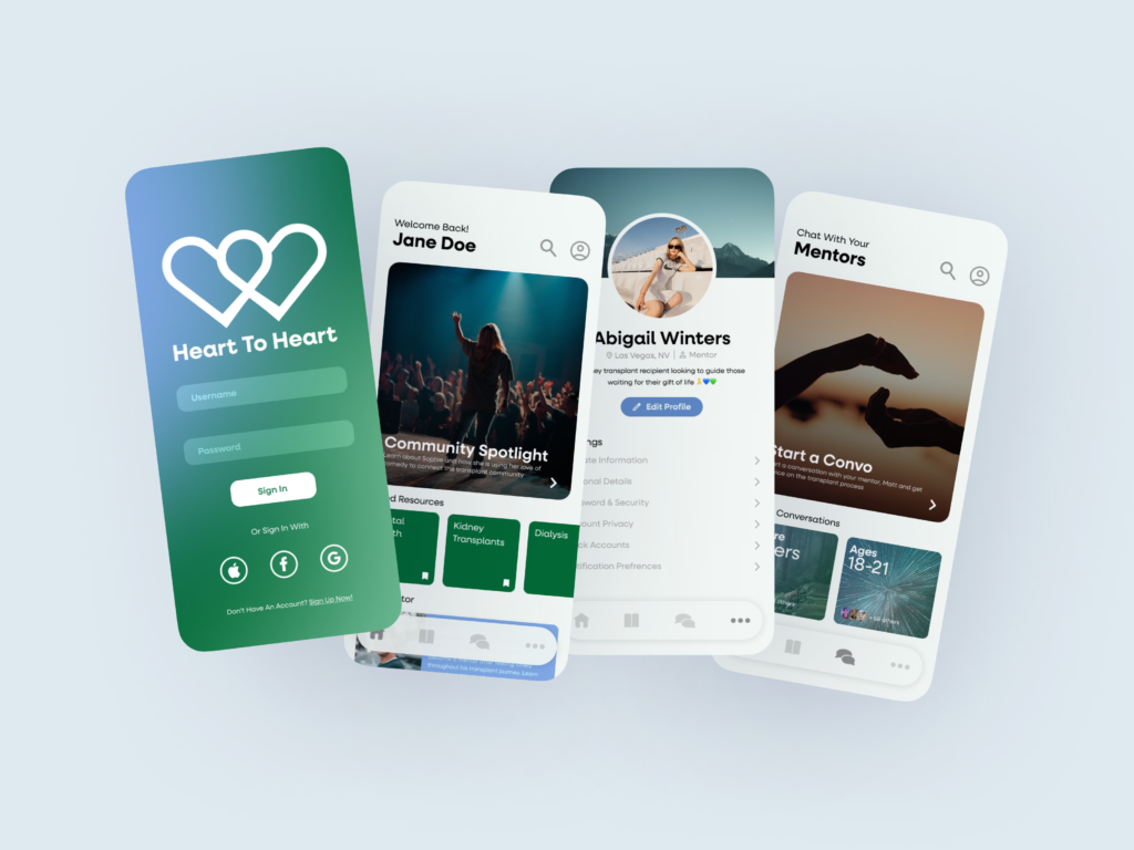 Figma app screens titled "Heart to Heart."