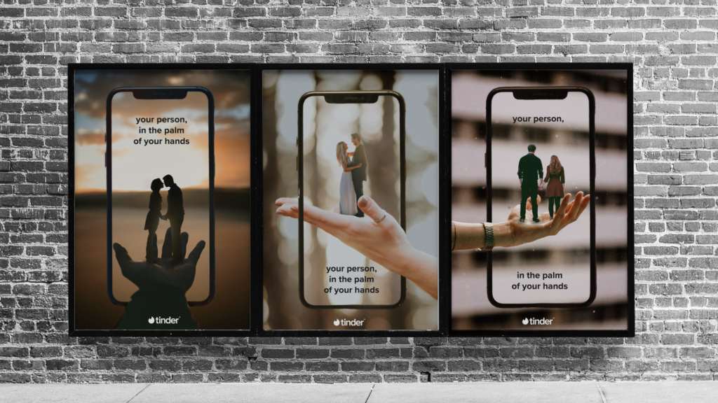 Photoshop mockup advertising dating app Tinder.